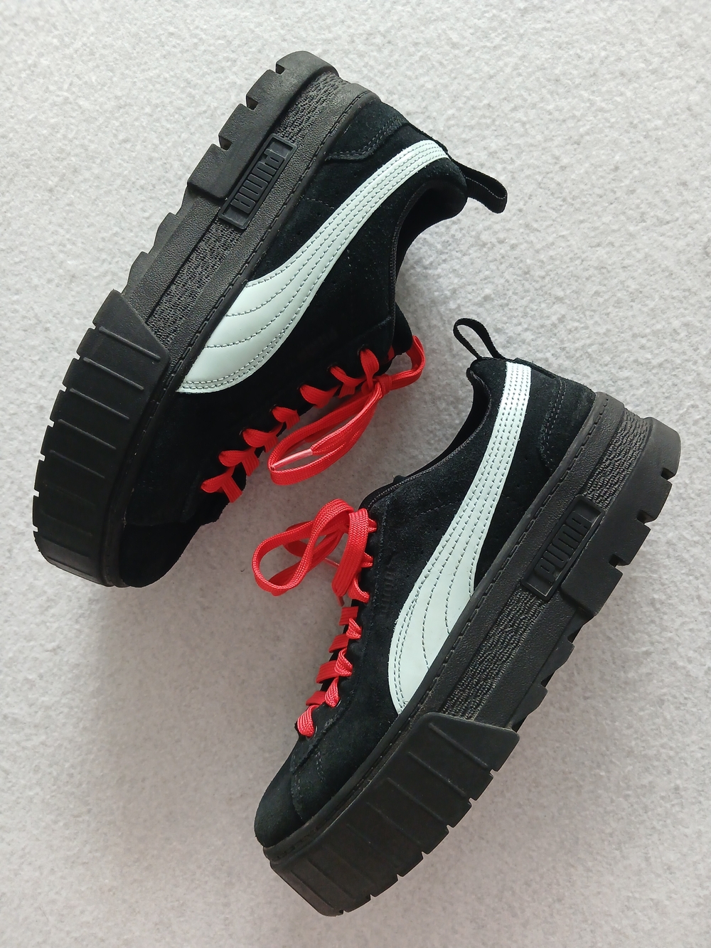 PUMA x Dua Lipa Mayze SD Flutur Platform Suede Sneakers Black, Red and Blue Glow